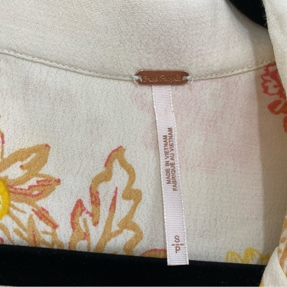 Free People Size Small Hawaii Mini Dress Swing Skirt V Neck Short Sleeve Pockets - Picture 14 of 14